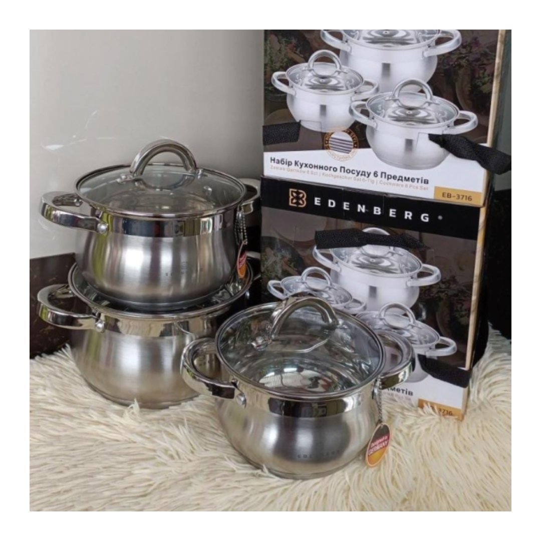 6 pieces Edenburg EB-3716 stainless steel cookware set
