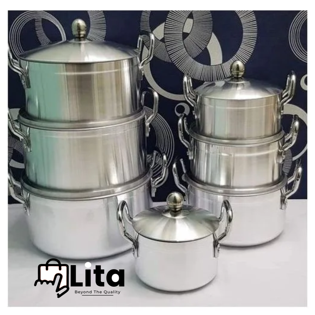 7pc Set Heavy Duty Sufurias With Lids Aluminium TORNADO
