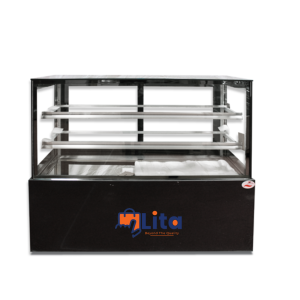 1.5M Black Cake Display – Glass Front, Commercial Bakery Chiller